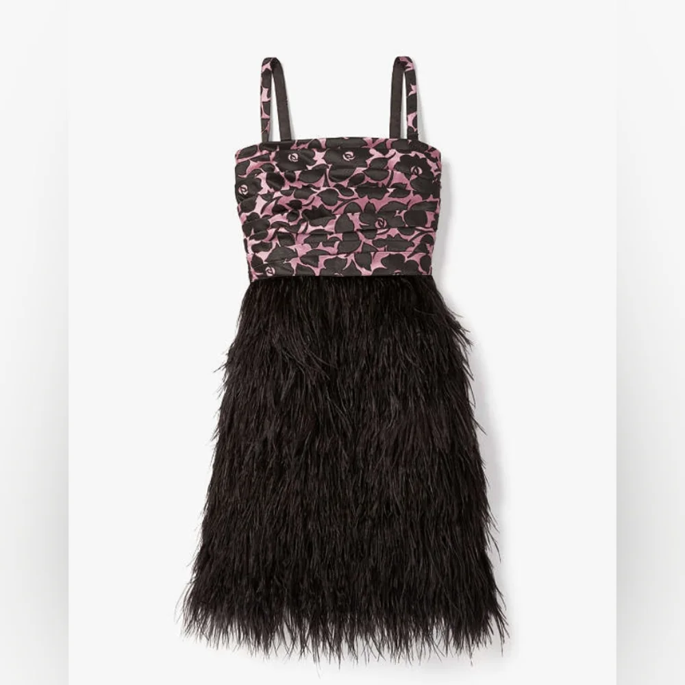 Kate Spade Rosy Garden Ostrich Feather Dress - Size 6